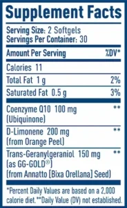 NativePath CoQ10 Complex supplement facts